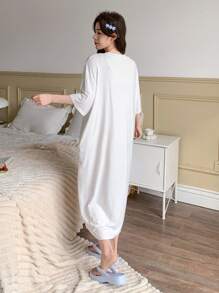 DAZY English Text Print Loose Comfortable Women's Loungewear Dress