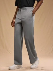 Forever 21 男士纯色直筒休闲裤 - 灰色 - 查看 4
