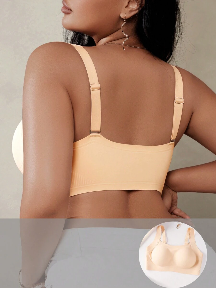 Soutien-gorge sans armature rembourré en gelée grande taille pour femmes avec bretelles larges, soutenant et confortable