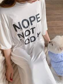 DAZY English Text Print Loose Comfortable Women's Loungewear Dress