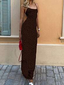 INAWLY Vestido de tubo extra largo con estampado de leopardo para mujer