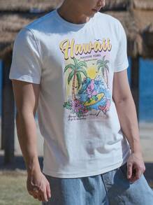 DAZY Summer Beach Holiday Graphic Print Men T-Shirt, Casual Design