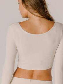 Aralina 舒适罗纹低背双面长袖运动上衣