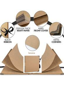 60 Pages DIY Scrapbook Photo Album (8 X 8 Inches) With 200gsm Thick Kraft Paper, For Scrapbooking, Memory Book - Great For Your Scrapbook Art And Craft Projects, Photo Printer - Multicolor - View 4