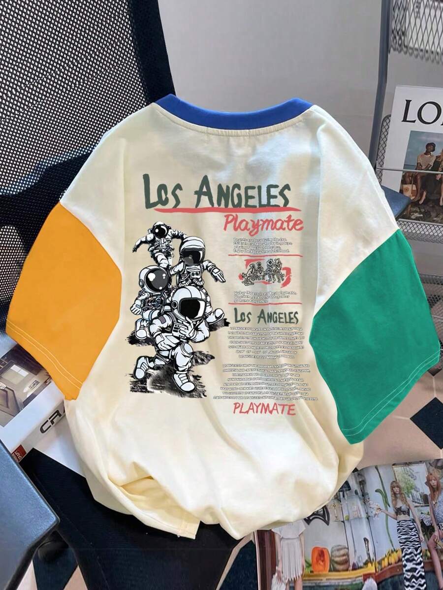 Claim Dot Herren-t-shirt Mit Colorblock-astronauten-print Und Slogan