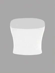 INAWLY Casual Minimalist Letter Print Cropped Midriff-Baring Camisole - White - View 2