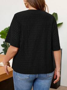 SHEIN Frenchy Plus Size Women's Solid Color Round Neck Short Sleeve Casual T-Shirt