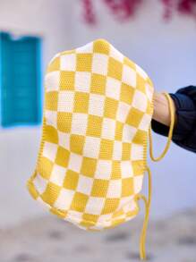 Skyraze Plaid Design Women Cami Tank Top, Casual Tank Top For Vacation/Leisure