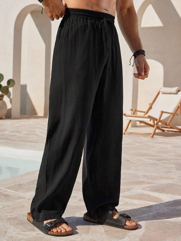 Manfinity RelaxMax Pantaloni casual larghi da uomo con laccio frontale e tinta unita, adatti per uso quotidiano