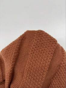 SHEIN LUNE Ruffle Hem Casual Design Cardigan,Long Sleeve Tops - Coffee Brown - View 7