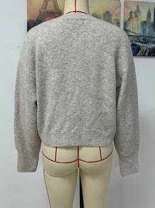 Chiquease Cardigan court décontracté à manches longues et décontracté avec encolure ronde et épaules tombantes pour femmes, automne hiver