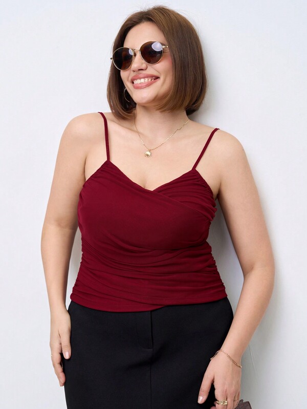 SHEIN Clasi Camiseta de tirantes de unicolor elegante para mujer talla grande