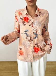SHEIN Clasi Printed Loose Shirt, Casual And Stylish For Daily Wear