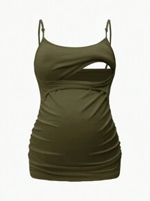 SHEIN 孕妇吊带背心，内置胸罩上衣，哺乳服，白色背心