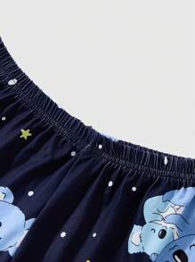 Conjunto de pijama con Top de manga corta con estampado de koala y letras + pantalones para niño preadolescente