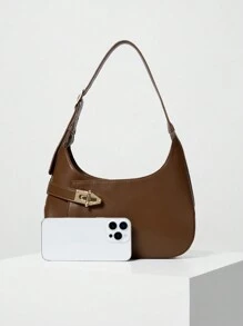 Unique Design Texture Armpit Bag Versatile Commuter Shoulder Bag Or Handbag - Mocha Brown - View 5