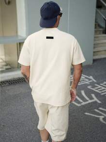 DAZY Conjunto de top de manga corta de cuello redondo y pantalones cortos casuales para hombre en verano