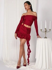 COSMINA Set de 2 lazos florales 3D color rojo burdeos para mujer, para el Día de San Valentín y Año Nuevo, para otoño/invierno