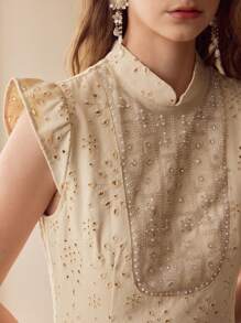 MOTF EYELET EMBROIDERY CAP SLEEVE DRESS - Apricot - View 4