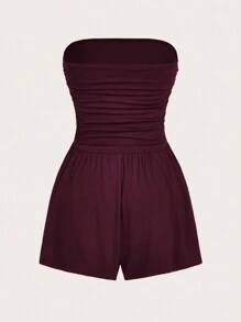 SHEIN EZwear Mono sencillo, casual y ajustado de unicolor con fruncido para mujer