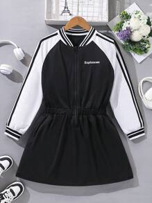 SHEIN 1 件女童黑色休闲连衣裙 - 黑色 - 查看 1