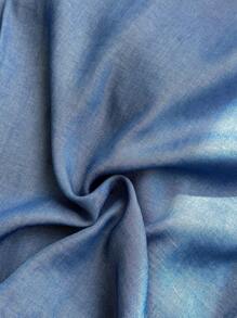 LMoss Kids LMoss Tween Girl Woven Solid Floral Pattern Ruffle Hem Loose Jumpsuit - Blue - View 5