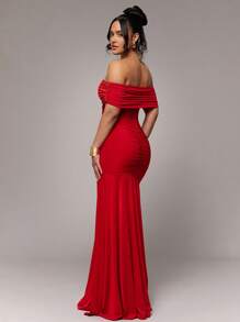 Silquee Premium Quality Elegant Off Shoulder High Slit Dress, Suitable For Daily Dates, Outings, Nightclubs, Parties And Gatherings, Romantic For Valentine's Day, Spring, Summer, Autumn