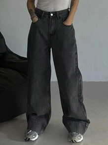DAZY Rechte jeans voor dames, eenvoudige, modieuze, casual dagelijkse kleding