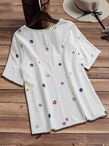 SHEIN LUNE Camisa informal de manga corta con estampado de colocación para talla grande, ideal para el ocio y las vacaciones de verano