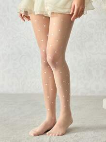 ROMWE Kawaii 1 par de medias de mujer con diseño de corazones plateados, de estilo minimalista y casual para todas las estaciones, para uso diario