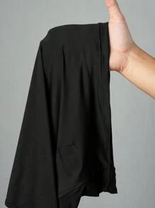 Slaydiva 2 件套女士休闲拉链领长袖 T 恤和抽绳直筒运动裤，简约基本款冬季休闲服套装 - 黑色 - 查看 8