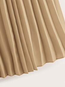 SHEIN Clasi Women Contrast Color Elastic Waist Casual Pleated Mini Skirt