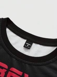 Manfinity Streetrush Manfinity Streetrush Loose Batwing Sleeve Colorblock Numeral Graphic Contrast Color Sweatshirt, Casual For Spring/Autumn,Valentine's Day Men,Boy Friend Gifts.