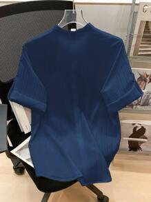 SHEIN 1pc Teen Boy Casual School Style Comfortable Textured Standing Collar Patch Pocket All-Match Versatile Shirt