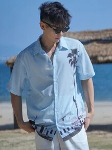 DAZY Áo thun nam in hình cây dừa đi biển mùa hè - Nhiều màu - Xem 3