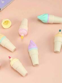 6 pezzi Mini evidenziatori portatili a forma di cono dolce, fluorescenti, per il ritorno a scuola