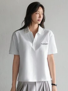 Dazy-Less 宽松休闲刺绣字母短袖T恤女士老款教师装