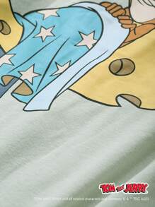 DAZY TOM AND JERRY X DAZY Conjunto de pijama de 2 piezas con parte superior de camiseta suelta estampada con dibujos animados y pantalón de pijama relajado con logo de letra estampado