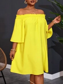 Slaydiva Plus Size Damska Elegancka Sukienka Z Odkrytymi Ramionami, Do Pracy Na Wakacje, Wakacyjna, Ołówkowa