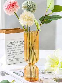 1pc Nordic Glass Vase Colored Transparent Flower Arrangement Container Plant Hydroponic Flower Vase Desktop Ornament Home Decoration Back To School Room Decor School Supplies - Multicolor - View 2