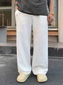 DAZY Men's Plain Loose Wide Leg Casual Pants With Pockets, Spring/Summer