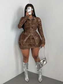 Maweii Ensemble 2 pièces en tricot à effet denim froissé grande taille