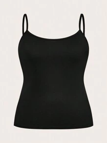 SHEIN Essnce Plus Size Women Heart Print & Solid Color Casual Camisole For Summer