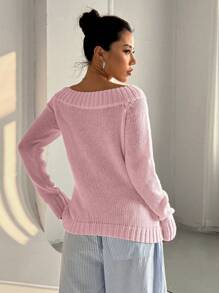 Flirla Women Oblique Shoulder Asymmetrical Neck Dual-Wear Solid Color Long Sleeve Sweater, Autumn/Winter