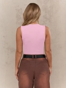 MISSGUIDED Sleeveless Bodysuit High Neck Athletic Dance Leotard Workout Tank Top Basic Layer Performance Yoga Ballet Gymnastics Training Wear Summer Spring - Pink - View 2