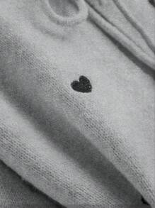 CosyJoli Plus Size Women Heart Pattern Knit Cardigan Sweater, French Elegant Fashion Autumn Winter Outerwear - Grey - View 4