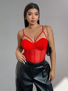 Firerie Adjustable Bustier Leotard, Elegant For Commute, Office, Afternoon Tea, Date, Concert, Party, Fashionable INS Style