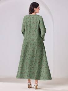 Al Najma Casual Modest Arabic Style Long Dress - White - View 2