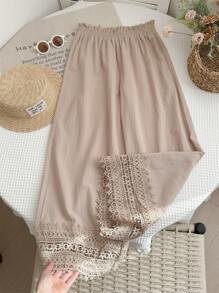 LMoss Kids Pantalones casuales sueltos de unicolor tejidos para niñas preadolescentes