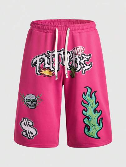 Street Life Men's Loose Printed 7/8 Length Sweatpants, Streetwear Minimalist Fashion Casual Everyday Wear